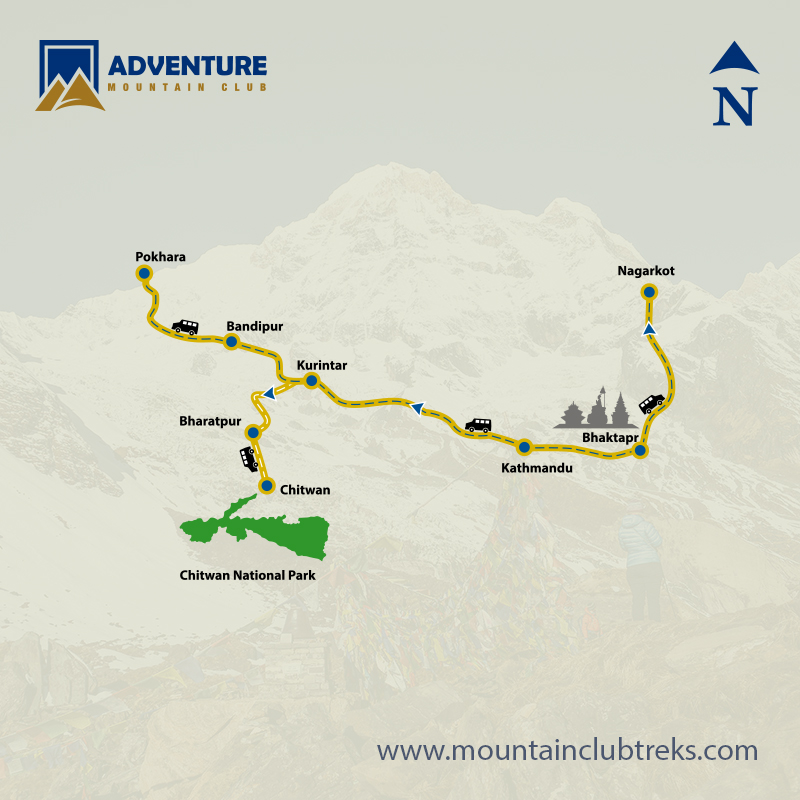 Nepal Honeymoon Tour - Trekking Map